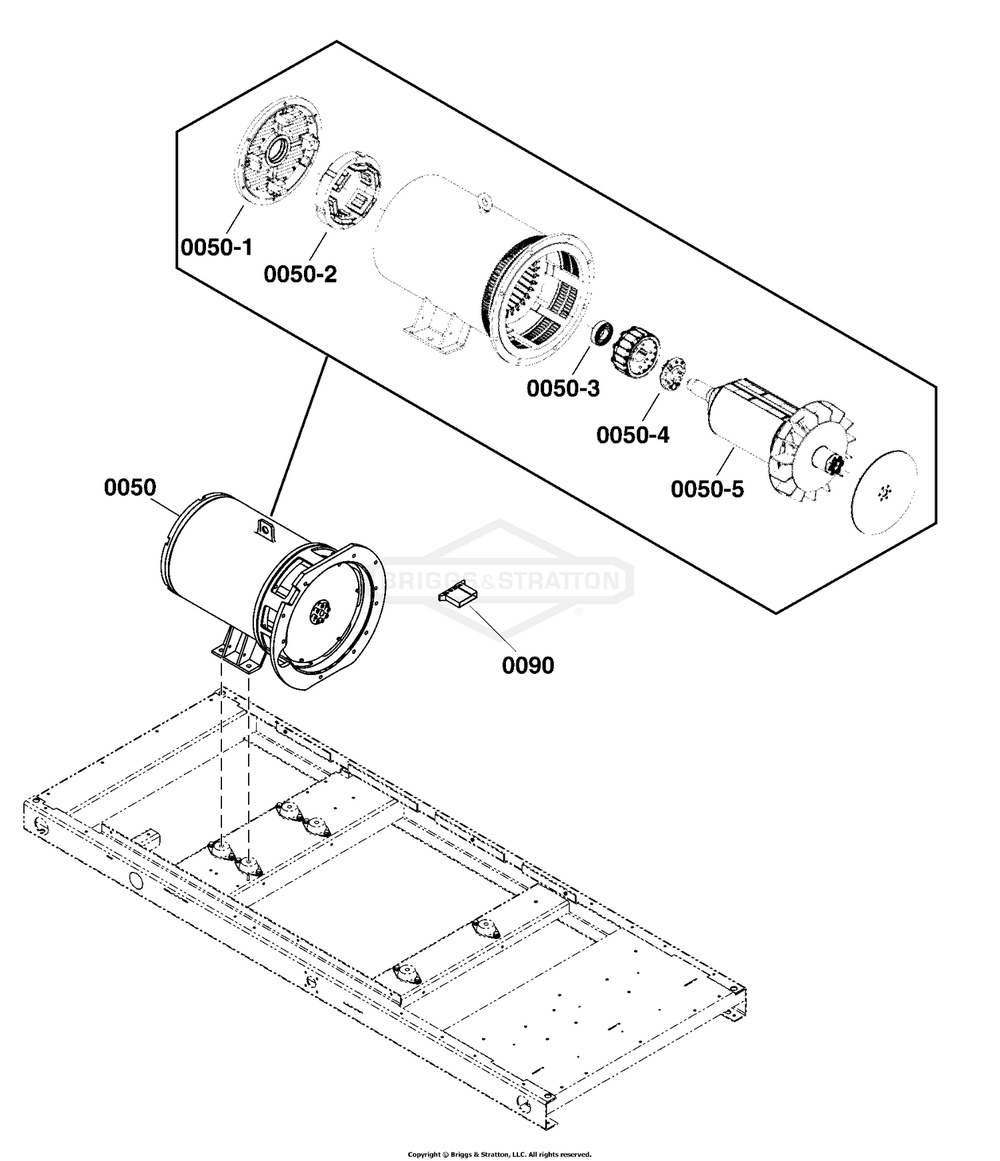 Alternator Group Diagram and Parts List for 076650-02  Briggs and Stratton Generator